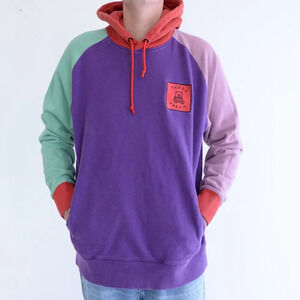 Teddy Fresh Color Block 100% Cotton Hooded Pullover Sweatshirt  Size XL